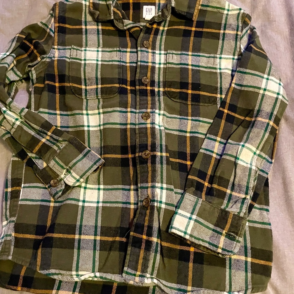 GAP Green and Black Button Down Shirt